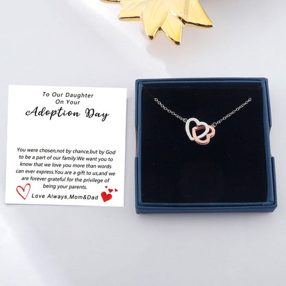 MollyQueen Adoption Gifts Adoption Day Gifts Adoptive Jewelry Interlocking Heart Necklace