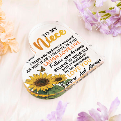 Gifts For Niece From Auntie Birthday Gifts For Nieces Adult Best Niece Gifts From Aunt Acrylic Heart Shaped Plaque Desk Decorations Graduation Weeding Day Gift For Nieces