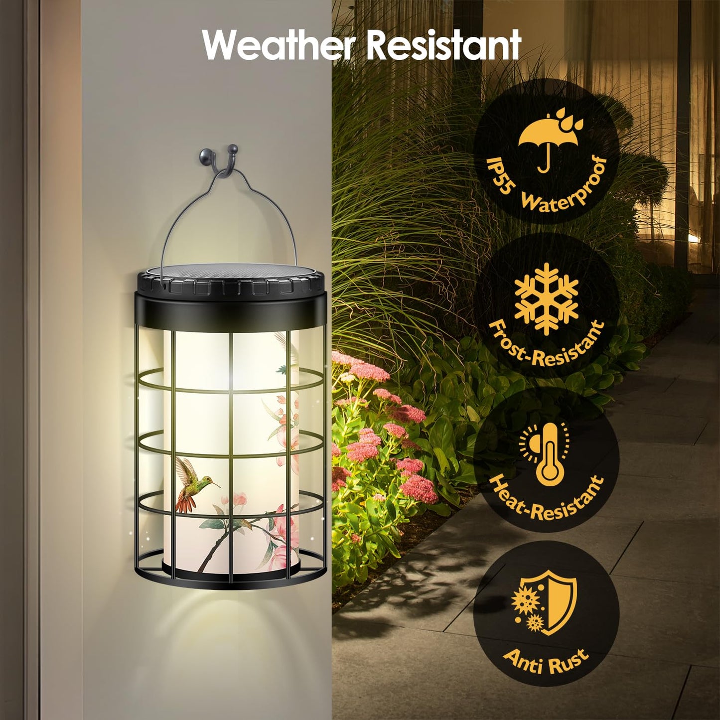 Hummingbird Solar Lanterns Outdoor Waterproof, Solar & USB Dual Charging Options, Garden Decor Hanging Lights, Gifts for Mom Wife Grandma Daughter Friends Sister