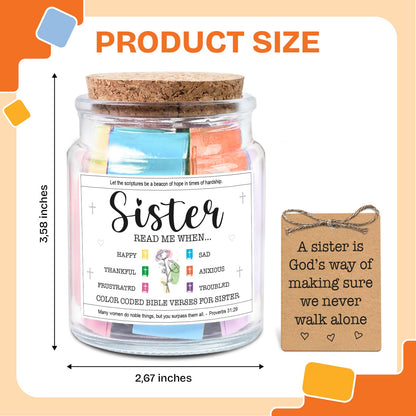 NewEleven Inspirational, Birthday Gift For Sister, Sisters In Law, Soul Sis - Sisters Gifts From Sister, Brother, Friend, Family - Bible Verse Jar
