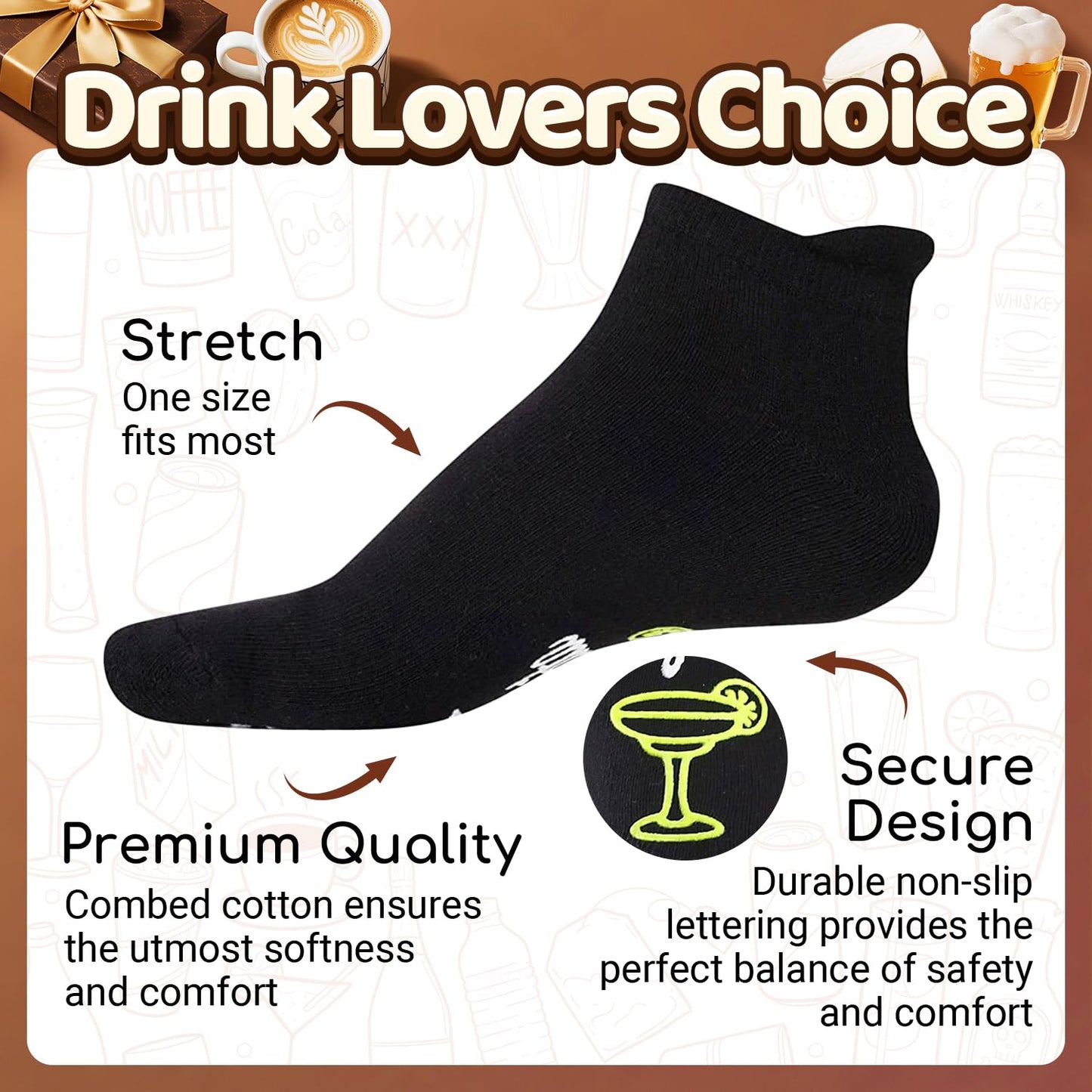 sockfun Drink Gifts for Men - Funny Margarita Socks for Drink Lover