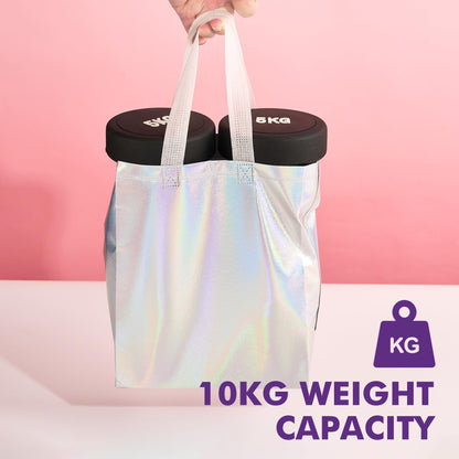 PACKINNO 15 Pcs Iridescent Gift Bags with Handles, 8x4x10 Inch Holographic Reusable Gift Bags Medium Size, Ideal for Birthday, Christmas, Party Favors, Wedding, Holidays, Valentines