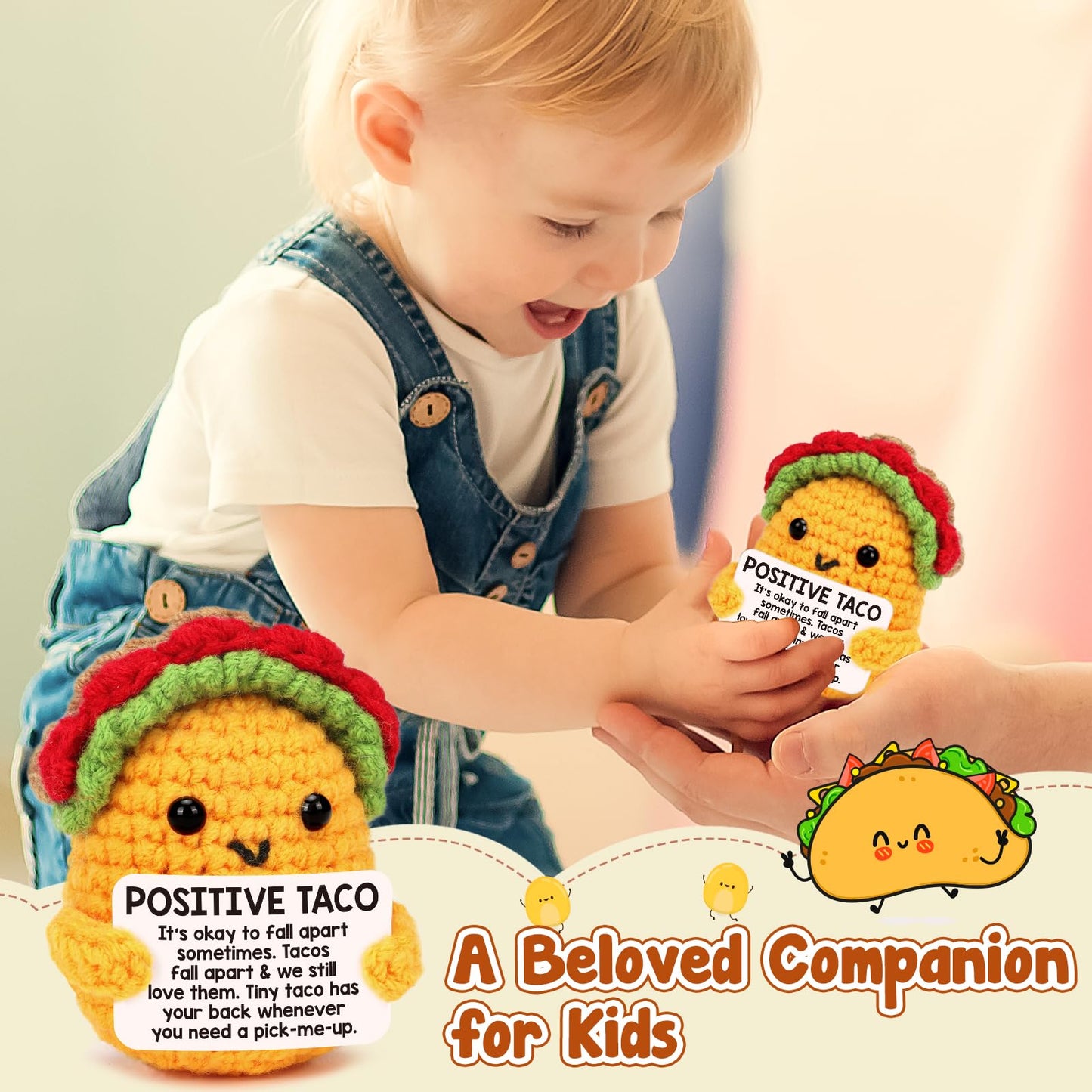 Positive Crochet Taco Birthday Gifts for Women Men Teacher Appreciation Fathers Day Graduation Gift Adult Kids Son Mom Dad Daughter Sister Friend Coworkers Self Care Card Inspirational Support