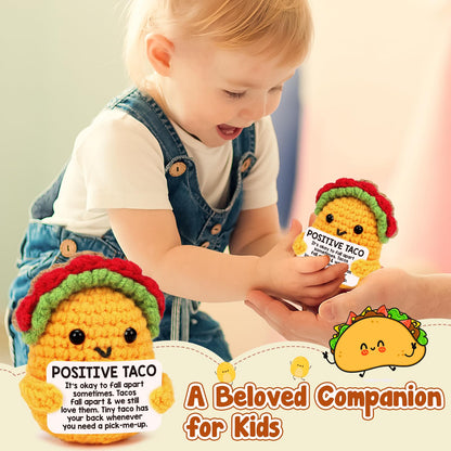 Positive Crochet Taco Birthday Gifts for Women Men Teacher Appreciation Fathers Day Graduation Gift Adult Kids Son Mom Dad Daughter Sister Friend Coworkers Self Care Card Inspirational Support