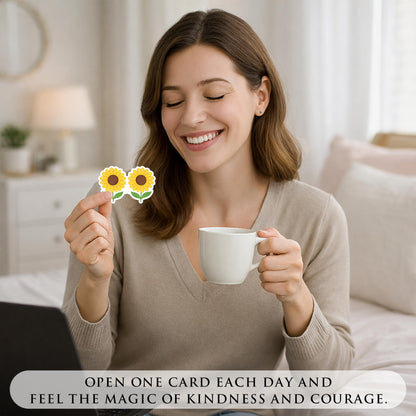 Birthday Gifts for Women, Positive Wildflower Affirmation Cards Jar – Sunflower Daisy Lavender Poppy Daily Affirmations, Encouragement Gift, Relaxation & Stress Relief Desk Decor