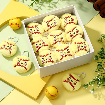 Simgoing 15 Pcs Softball Senior Night Keychain Gift Bulk Mini Plush Ball Prizes Funny Sports Players Team Party Favors Gifts for Group