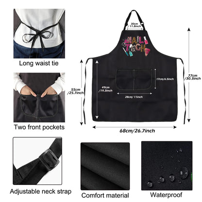 PXTIDY Nail Apron with Pockets - Waterproof Gift for Nail Techs & Salons - Adjustable