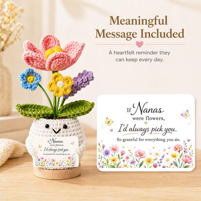MHSMHL Nana Gifts, Crochet Tulip Flower Gift for Nana, Mothers Day Birthday Gifts for Nana from Granddaughter Grandson, Cute Appreciation Gift for Nana Grandma