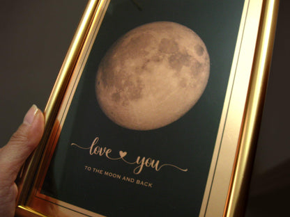 IGREAN I Love You to the Moon and Back - Bronze Moon Print in Frame, Great Gift for Special Occasion, Engagement, Wedding, Anniversary, Mother 's Day Gift