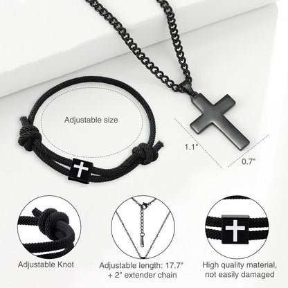 First Communion Gifts for Boys Catholic Set First Holy Communion Gifts with Cross Necklace Bracelets Bookmark Card for Ceremony Keepsake and Daily Faith Reminder
