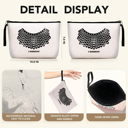 Hanamiya Na Feminist Gifts Women RBG Dissent Makeup Bag -Ruth Bader Ginsburg, Toiletry Bag Gift Ideas for Her Girls Women Daughter Aunt Friends