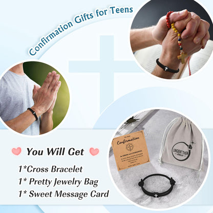UNGENT THEM Cross Braided Rope Bracelet for Men Teen Boys, Easter Christian Baptism Confirmation Christmas Valentines Graduation Gifts Ideas