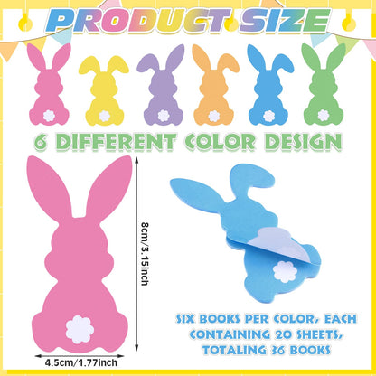 Tinlade 108 Pcs Easter Bunny Sticky Notes with Pens Ribbons Bulk Pastel Easter Gifts Rabbit Notepad Mini Memo Pads for Coworker Teacher Office Spring Party Favors Basket Stuffer Goodie Bags Fillers