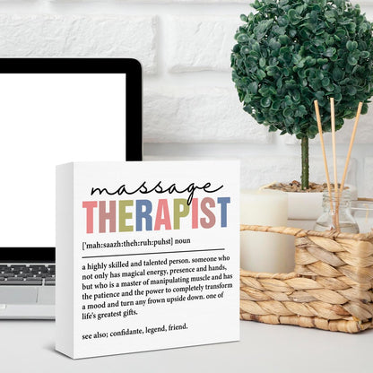 Massage Therapist Gifts Massage Therapist Definition Wooden Box Sign for Massages Room Spa Studio Salon Decor
