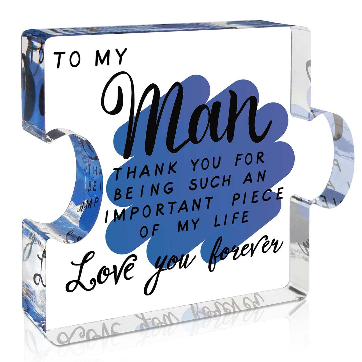 Valentines Day Gifts for Him,Gifts for Boyfriend,Boyfriend Christmas gifts, I Love You Gifts for Him,Birthday Gifts for Boyfriend Husband Fiance, To My Man Puzzle Acrylic Block, Present for Men's Thanksgiving Christmas Valentine's Day Birthday Wedding