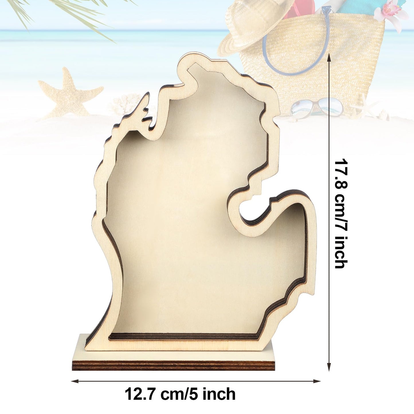CroBlissful Michigan Shaped Wooden Shadow Box with Acrylic Window, Shadow Boxes Display Cases for Agates, Shark Teeth Starfish Trinket Coastal Decor Christmas Bedroom Living Room Gift