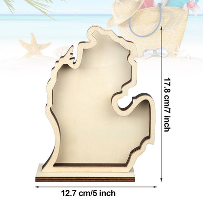 CroBlissful Michigan Shaped Wooden Shadow Box with Acrylic Window, Shadow Boxes Display Cases for Agates, Shark Teeth Starfish Trinket Coastal Decor Christmas Bedroom Living Room Gift