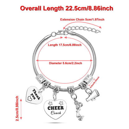 DlaeKua Cheer Gifts for Coach Appreciation Bracelets Thank You Gifts for Women Cheerleader Coach Present for Cheerleader Women Cheer leader Birthday Presents