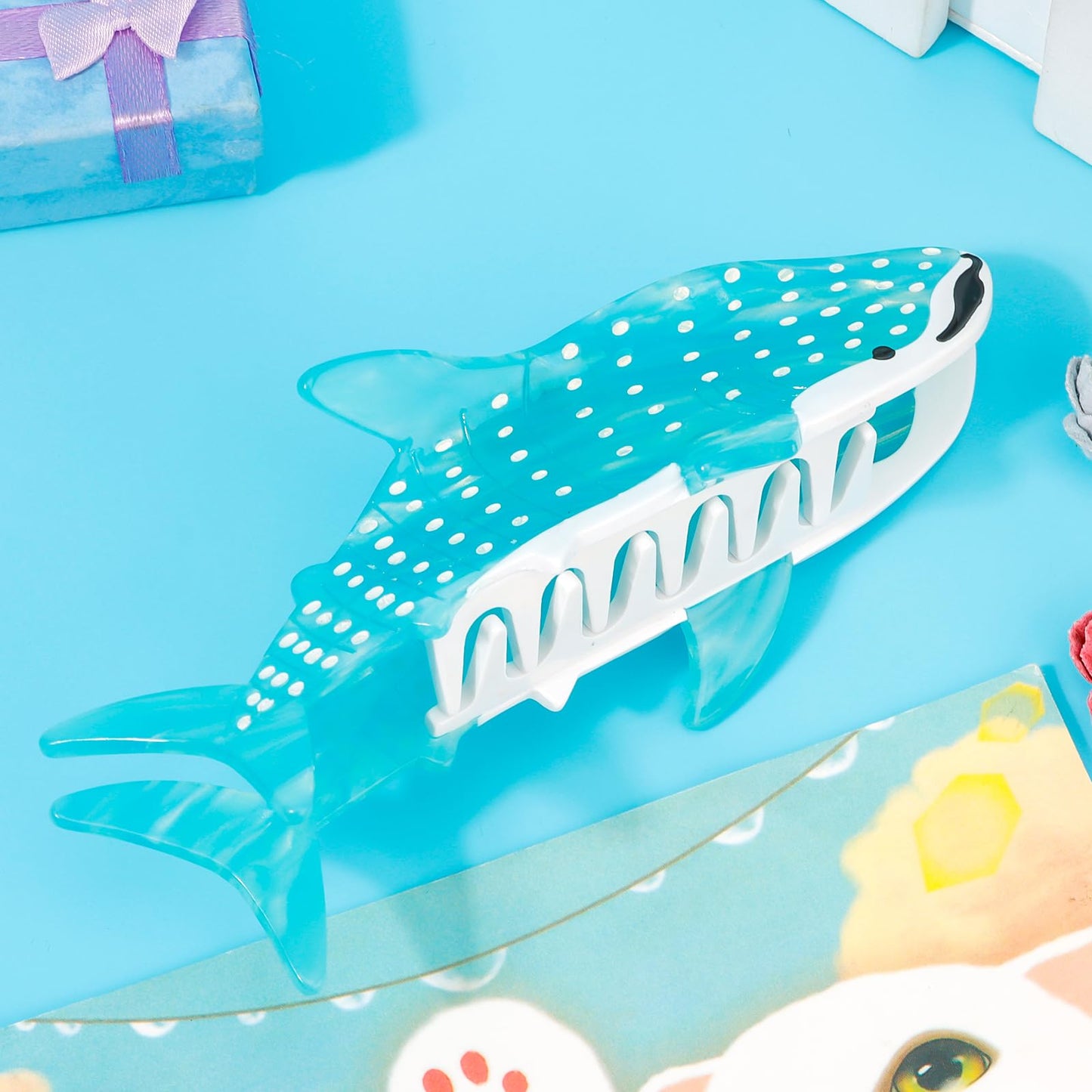 Whale Shark Hair Clips, Cute Ocean Sea Animal Hair Claw Clip for Women Girls, Acetate Nautical Marine Hair Accessories Gift