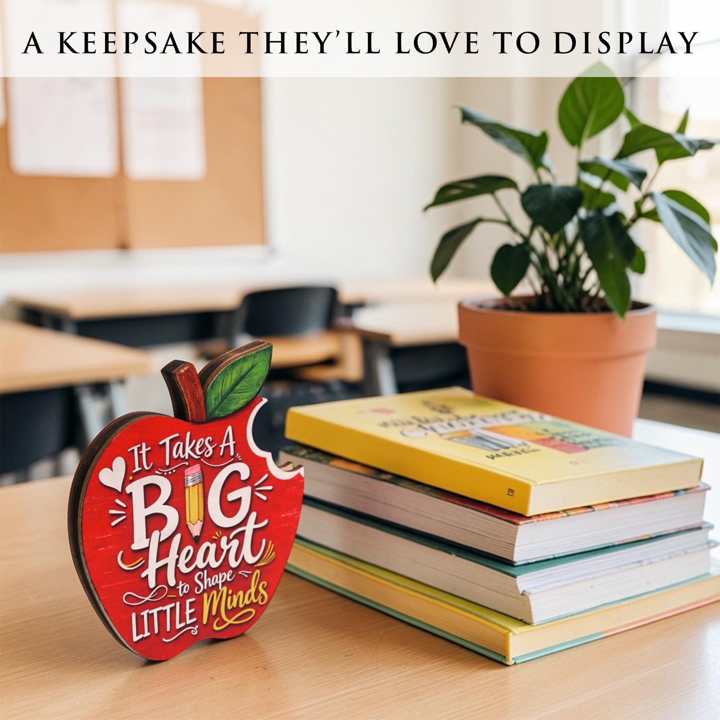 It Takes a Big Heart Apple Gifts Card Holder 5.72 x 4.87 Inches for Teacher Appreciation, Thank You Teacher Gift, Teacher Gift Card Holder, Kindergarten, Pre K Teachers, Teacher Appreciation Gifts