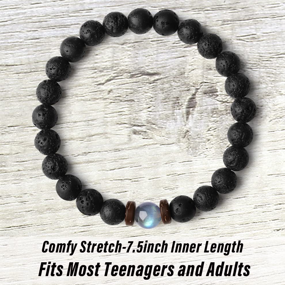 THEMEROL Handmade Gifts for Boys/Men-Love/Strength-Natural Gemstone Bracelet for Son Grandson Dad Boyfriend Husband Brother Nephew Uncle
