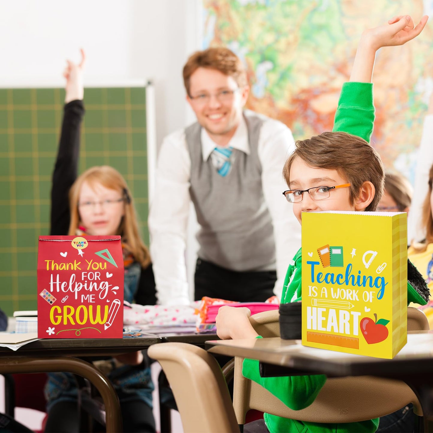 Fancy Land Teacher Appreciation Gift Bags 18 Pcs Thank You Teachers Paper Bags Party Favor Bright Color