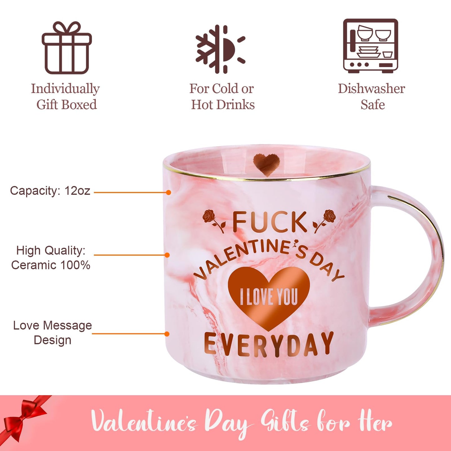 COVLUROTO Valentines Day Gifts for Her: 12 OZ Funny Coffee Mug - Galentines Day Gifts for Women Girlfriend Wife from Him Husband Boyfriend - Valentines Anniversary Birthday Novelty Presents for Women