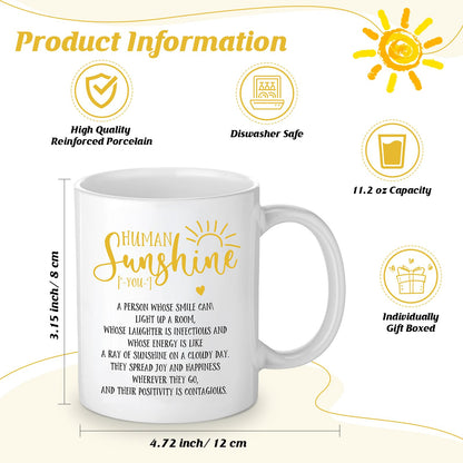 Crtiin 3pcs Human Sunshine Makeup Bag Gifts Sets Inspirational Thank You Gifts for Woman Human Sunshine Makeup Bag 11.2 oz Novelty Coffee Mug Keychain Christmas Birthday Coworker