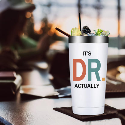 Grifarny PhD Graduation Gifts - Ph.D. Gift for Women - Doctors Day Gifts for Women - Doctorate Graduate Gift for Phd, Medical School Student, New Doctor, Physician MD - It's Dr Actually Tumbler 20 oz
