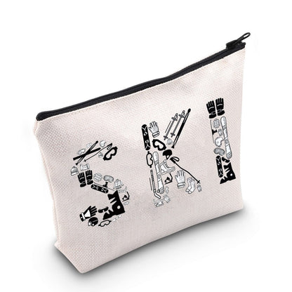 POFULL Winter Sport Gift Skiing Cosmetic Bag For Ski Lover Snow Skiing Gift (SKI Cosmetic Bag)