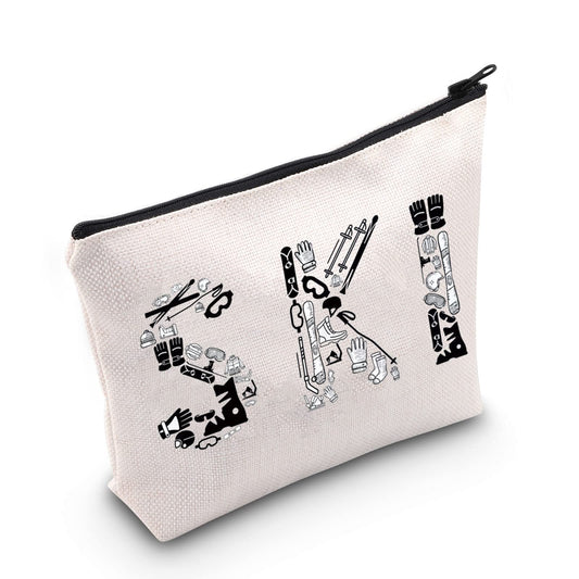 POFULL Winter Sport Gift Skiing Cosmetic Bag For Ski Lover Snow Skiing Gift (SKI Cosmetic Bag)