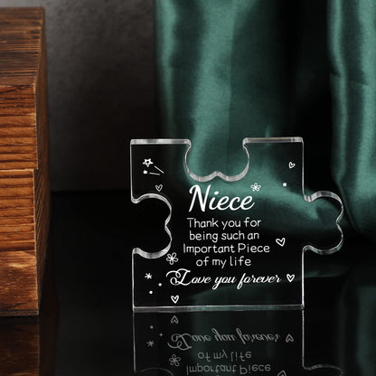 Funnli Niece Gifts from Auntie Acrylic Plaque - Mothers Day Graduation Christmas Anniversary Wedding Valentines Day Birthday Gifts for Niece 3.35 x 2.76 Inch Desk Decorations