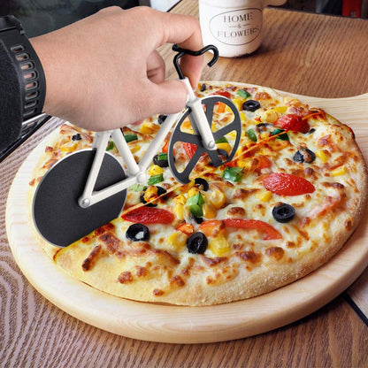 Ninonly Bicycle Pizza Cutter Wheel,Non-stick Bike Pizza Slicer,Stainless Steel Cutting Wheels With a Stand for Pizza Lovers, Housewarming Gifts Cool Kitchen Gadget Cool Men's Gift