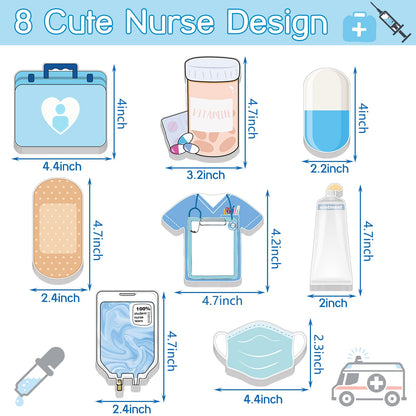 8 Pack Mini Funny Nurse Sticky Notes Nursing Student Essentials School Gifts Stationary Sticky Notes Booklet Self Stick Pads for Hospital School Supplies