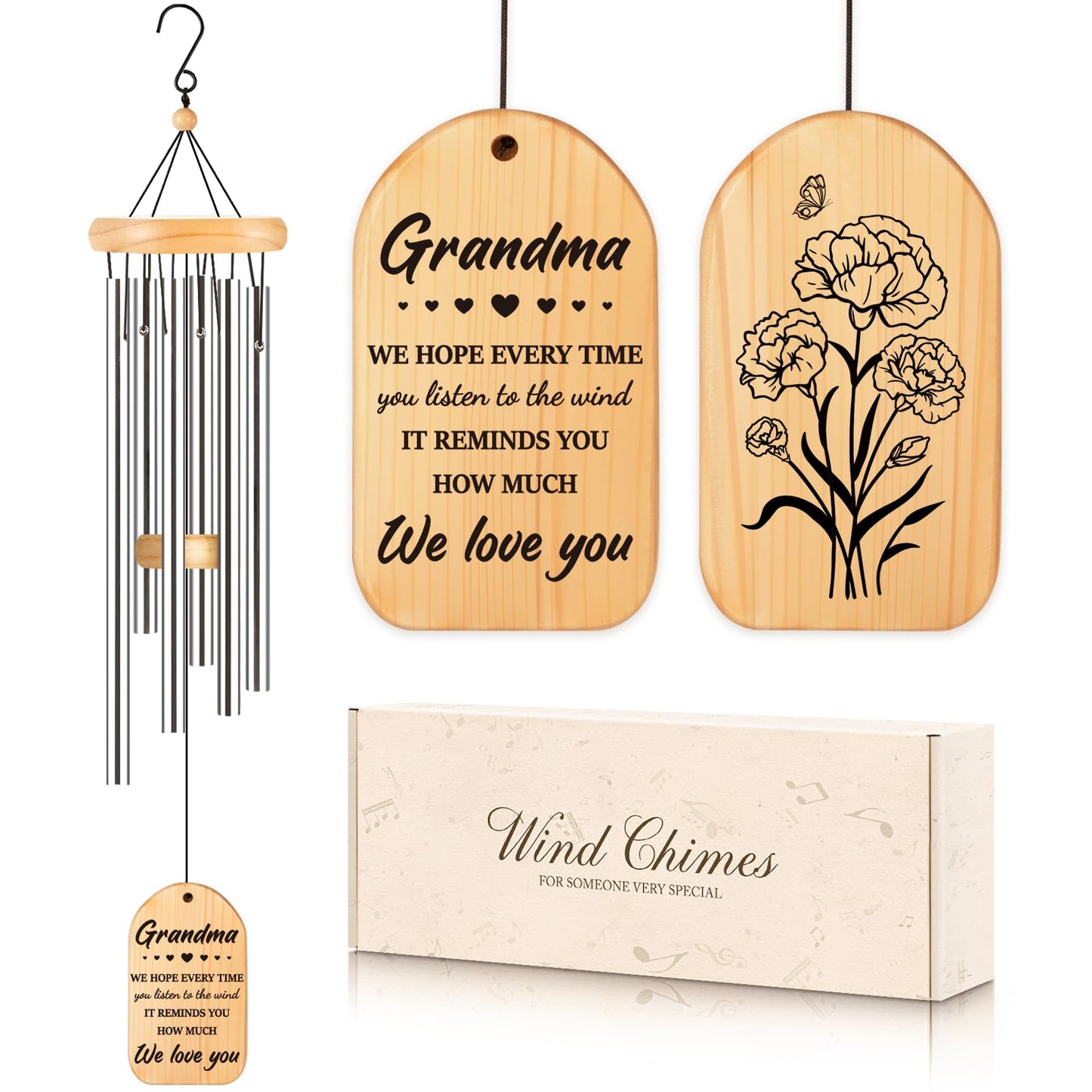 Gifts for Grandma, Grandma Birthday Gifts, Grandma Wind Chimes, Best Christmas Mothers Day Thanksgiving Present for Grandmother, Nana, Granny