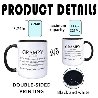 Grampy Coffee Mugs, Grandpa Coffee Teacup, Fathers Day Christmas Birthday Gifts for Grampys, Grandpa Grampys Gifts from Grandkids Grandchildren, Grampy Definition Ceramic CoffeeMug 11oz