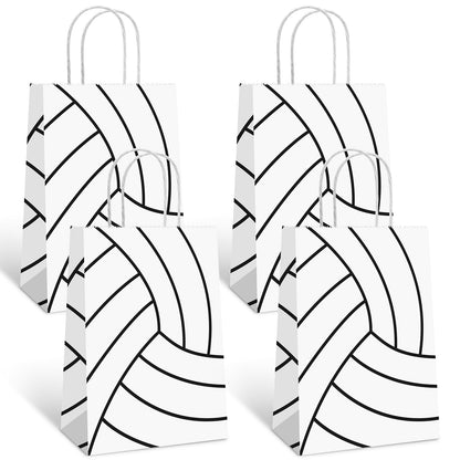 YE 12 PCS Volleyball Gift Bags for Team Volleyball Party Favor Snack Goody Treat Bag with Handle Volleyball Paper Bag Kraft Candy Bags for Sport Theme Birthday Party Decor