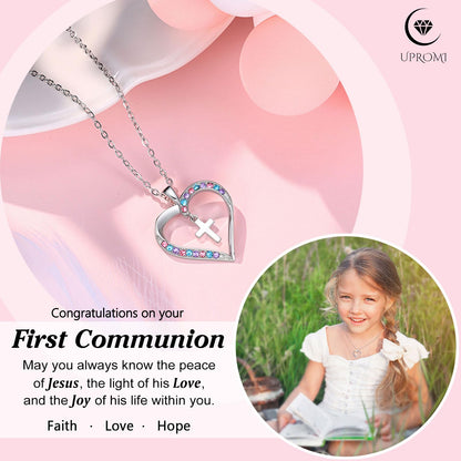 UPROMI Cross Necklace for Girls Back to School Gifts for Girls Baptism First Communion Confirmation Graduation Gifts