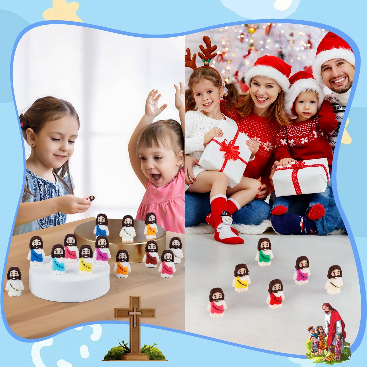 30PCS Little Jesus Figures, 10 Color Tiny Jesus Figurines in Bulk, Mini Jesus Figure Religious Gifts for Easter Egg Stuffers Fillers, Christian Valentines Gifts for Kids Women Mom (30PCS)