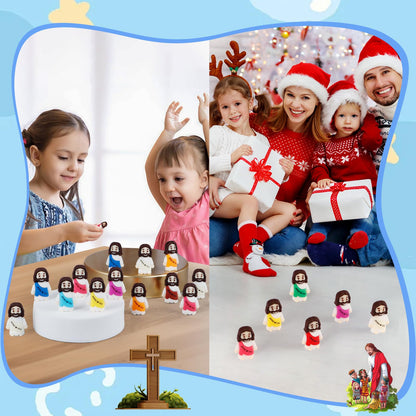 30PCS Little Jesus Figures, 10 Color Tiny Jesus Figurines in Bulk, Mini Jesus Figure Religious Gifts for Easter Egg Stuffers Fillers, Christian Valentines Gifts for Kids Women Mom (30PCS)