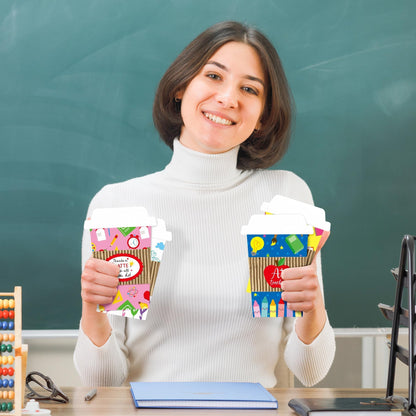 ANGOLIO 12 Teacher Appreciation Coffee Gift Card Holders, Practical Teachers's Day Cup Envelopes are well-made for a Note Cash, Unique Thank You Greeting Cards for Educators Graduations Back to School