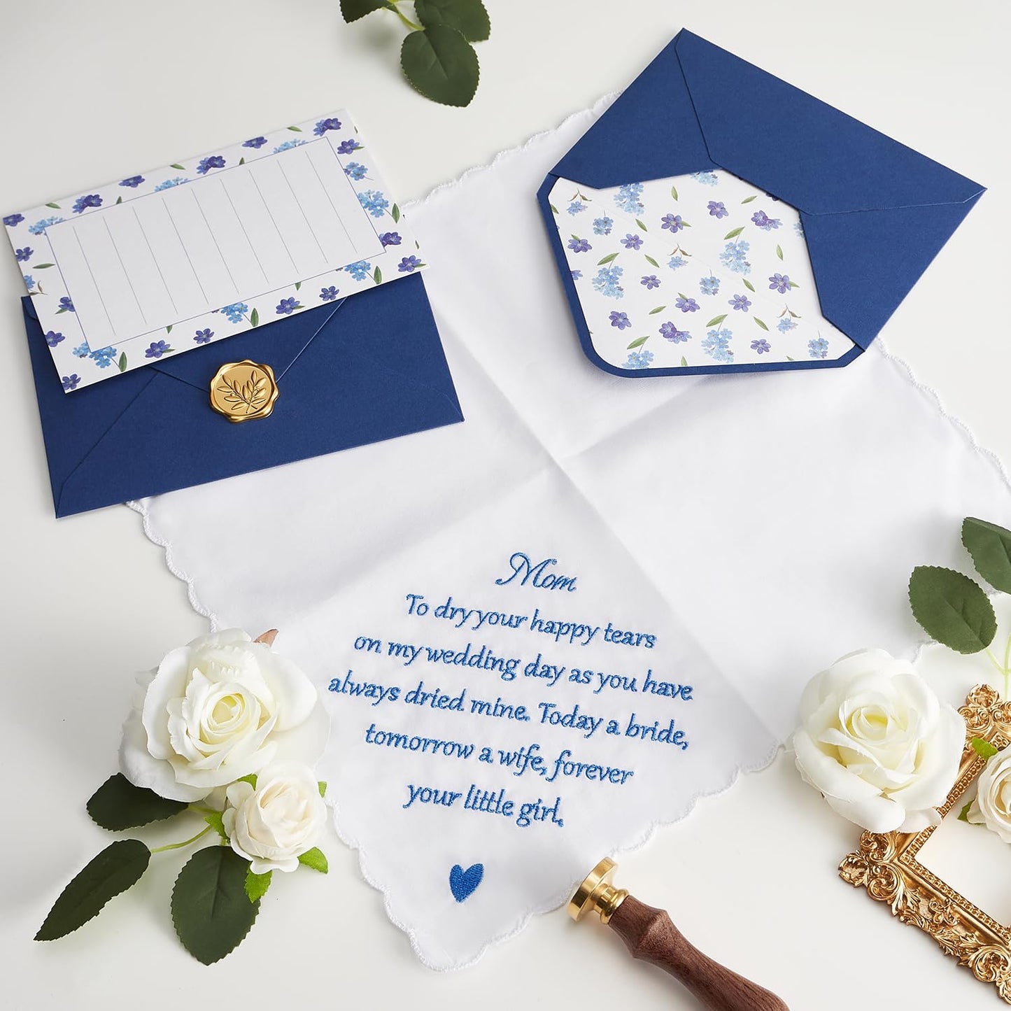 Mother of the Bride Gifts Wedding Handkerchief, AKI-106E-Mom