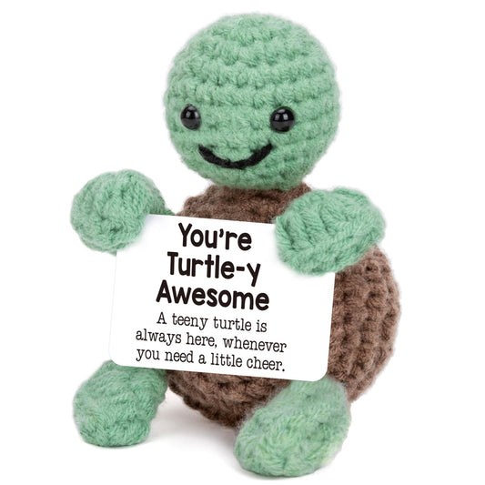 4THFARMES Mini Funny Turtle Gifts Fathers Day Teacher Appreciation Graduation Nurses Week 2026, Birthday Gifts for Women Men Her Him, Small Cute Stuff Things, Emotional Positive Crochet Turtle Decor
