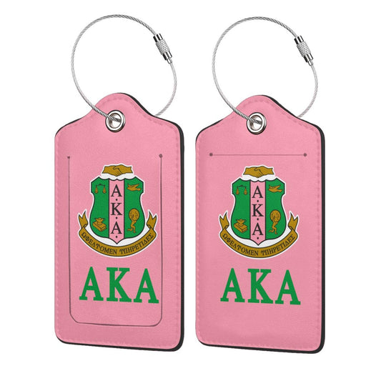 2 Pcs Black Girl AKA Sorority Leather Luggage Tags, Sorority Paraphernalia Suitcase Identifiers for Women Girls-Style 2