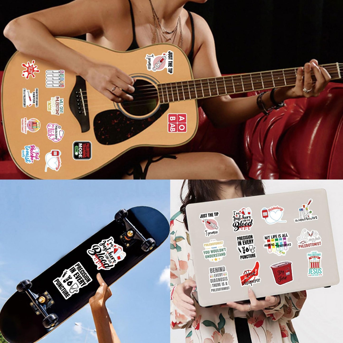Phlebotomy Stickers Decals, Phlebotomist Vinyl Stickers Decals for Laptop Water Bottle Bumper Luggage Computer Skateboard. Gift for Kids Girls Teens