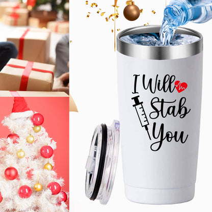 Mamihlap I Will Stab You Travel Mug Tumbler.Doctor,Nurse,Nurses Week GiftsThank You,Appreciation,Christmas,Birthday Gifts for Nurse,Doctor.Medical Nursing School Graduation Gifts.(20 oz White)