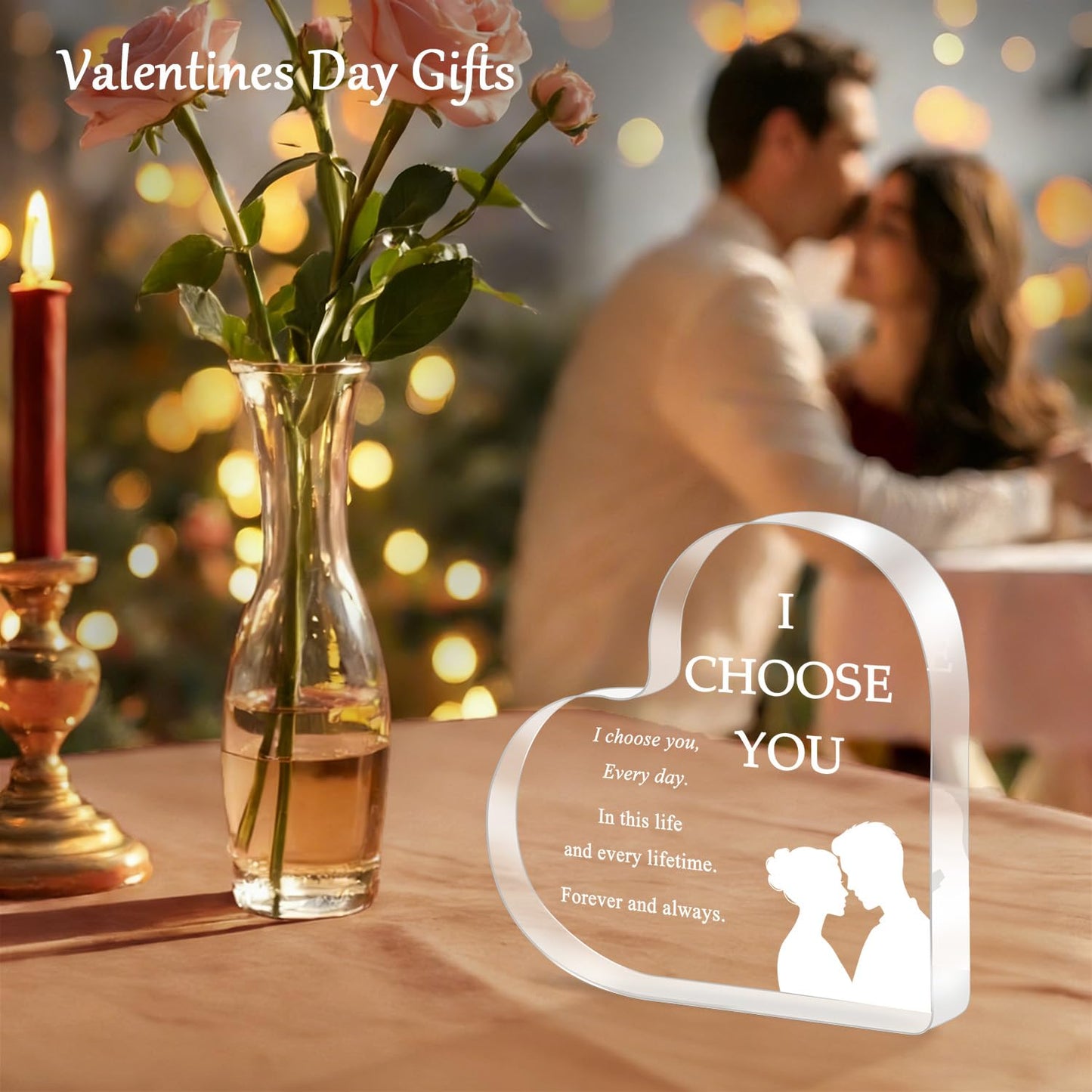 Birthday Gifts for Girlfriend Boyfriend Wife Husband, I Choose You Gifts for Him Her – Acrylic Heart Plaque Romantic Gift, Anniversary Wedding Valentine's Day Birthday Gift Home Decor