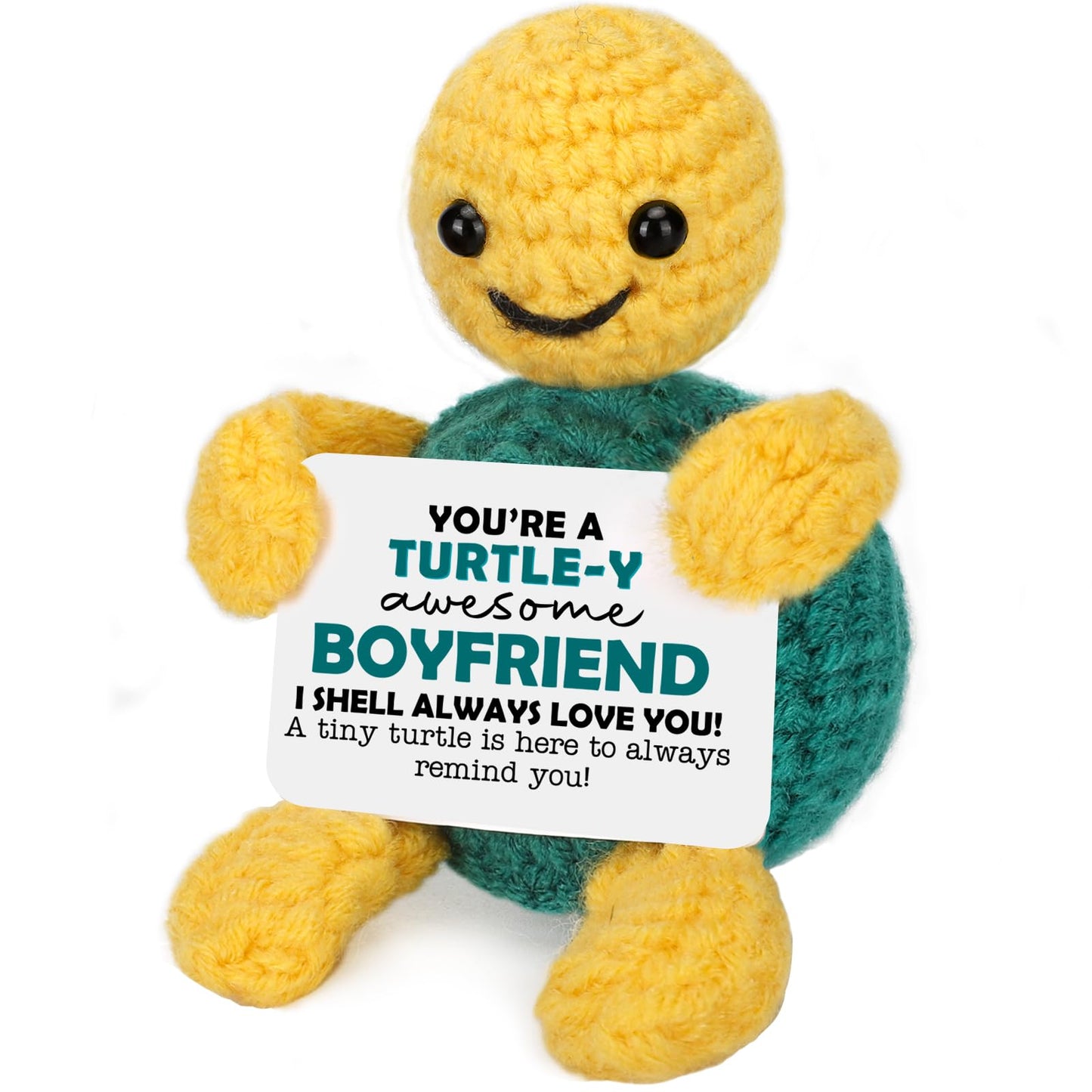 Funny Wedding Anniversary Crochet Turtle Gifts for Boyfriend, Romantic Boyfriend Him Gifts from Girlfriend, I Love You Gift for Boyfriends Present Small Cute Handmade Emotional Birthday Decorations