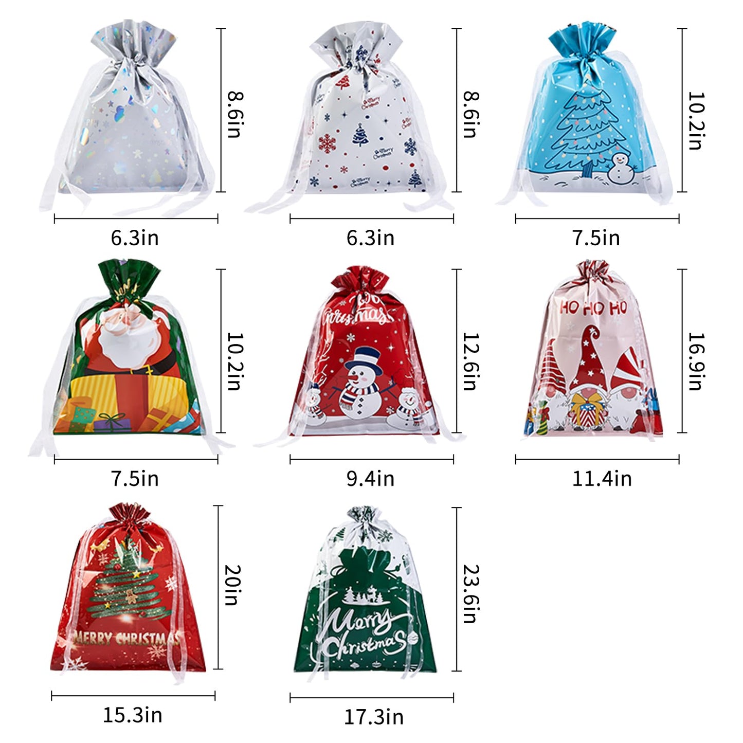 sishunhang 38PCS Christmas Gift Bags, Assorted Sizes Bulk S/M/L, Waterproof Holiday Gift Wrap with Drawstring,Gift Sacks,Gift Wrap Bags,Gift Bags For Presentsgift (38)