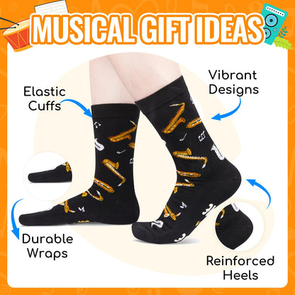 Zmart Music Gifts for Music Lover - Piano Guitar Saxophone Drum Socks for Player Musician